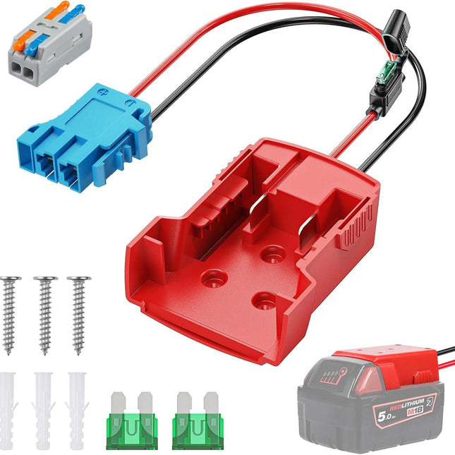 Power Wheel Adapter for Milwaukee M18 Battery, Peg-Perego Milwaukee Battery Adapter with Original Wire Harness Connector, DC Power Adapter Conversion for Peg-Perego Children's Riding Toys.