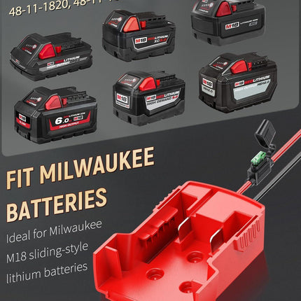 Power Wheel Adapter for Milwaukee M18 Battery, Peg-Perego Milwaukee Battery Adapter with Original Wire Harness Connector, DC Power Adapter Conversion for Peg-Perego Children's Riding Toys.