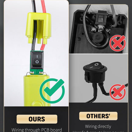 2 Pack Power Wheel Adapter for Ryobi 18 V Battery with Switch, DC Power Adapter, Battery Conversion with Fuse Switch 12 AWG Wires & Wire Terminal.