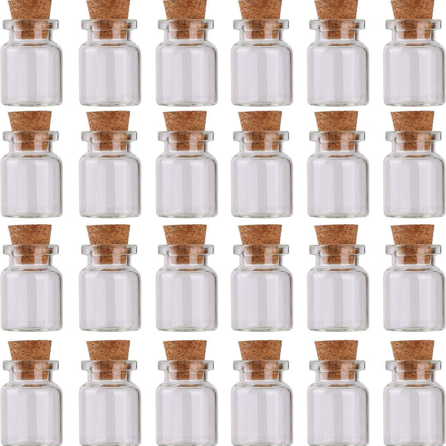 24pcs Mini Glass Bottles with Cork Stoppers 5ml DIY Art Crafts Storage Container,Tiny Glass Vials Cork for Wedding Decoration,Small Glass Corks Jars Party Favor.