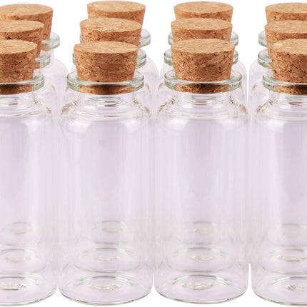 30ml Cork Stoppers Glass Bottles, Small Jars for Candy Wishing Bottle Wedding Favors (12 Sets).