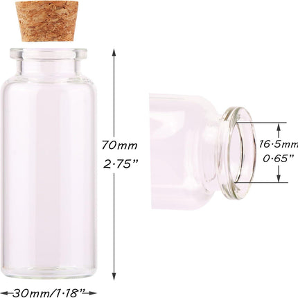 30ml Cork Stoppers Glass Bottles, Small Jars for Candy Wishing Bottle Wedding Favors (12 Sets).