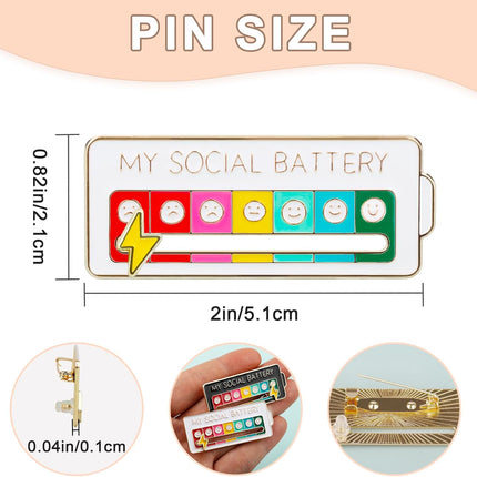 4PCS Social Battery Pin,My Social Battery Slider Pin,Funny Interactive Brooch Pins Lapel,Mood Enamel Pins 7 Days a Week for Backpacks Hat Bags Scarves Clothing.