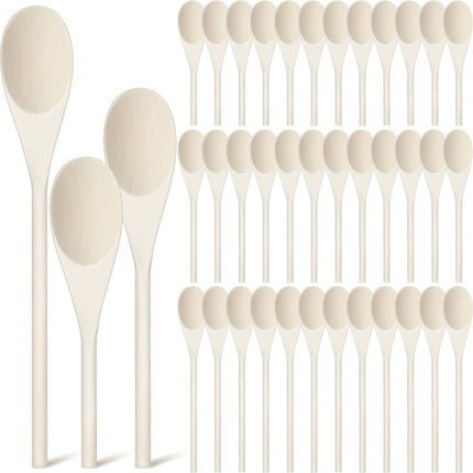 48 Pcs 8, 10, 12 Inch Wooden Spoons Gifts for Mom Oval Wooden Cooking Spoons Set Wood Serving Spoon Sauce Soup Stirring Ladle for Kitchen Cooking Baking Stirring Eating Tasting Cookware.
