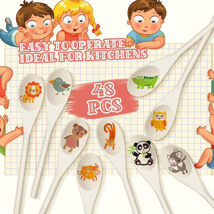 48 Pcs 8, 10, 12 Inch Wooden Spoons Gifts for Mom Oval Wooden Cooking Spoons Set Wood Serving Spoon Sauce Soup Stirring Ladle for Kitchen Cooking Baking Stirring Eating Tasting Cookware.