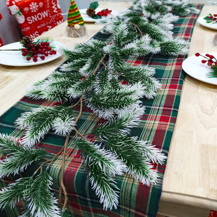 6 Ft Snow Flocked Norfolk Pine Cedar Realistic Pine Artificial Greenery Garlands for Decoration Xmas Mantle Fireplace Table Winter Decor.