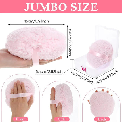 Body Powder Puff, 6 Inch Powder Puff with Storage Container Pink Soft Powder Puff for Body Powder Large Dust Puffs for Women Body Powder Applicator.