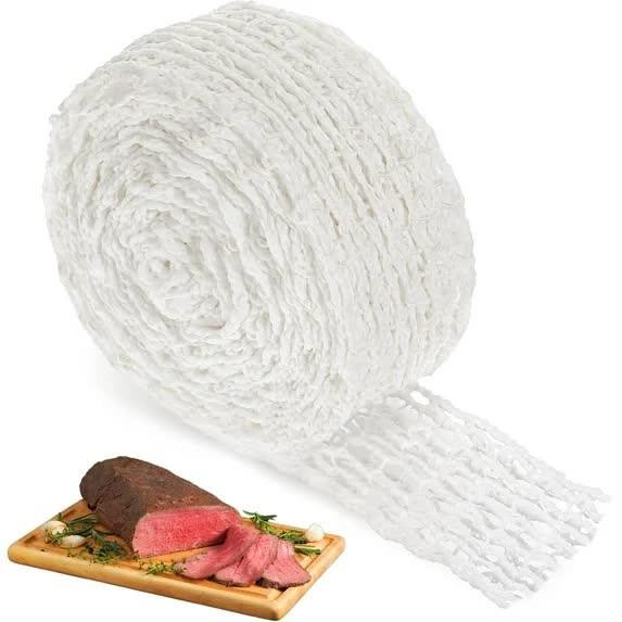 16.4ft Meat Netting Roll, Size 18, Elastic Smoked Meat Beef Poultry Ham Netting Cooking Meat Twine Net Cooked Food Mesh Bag for Meat Cooking or Drying Sausage Making.