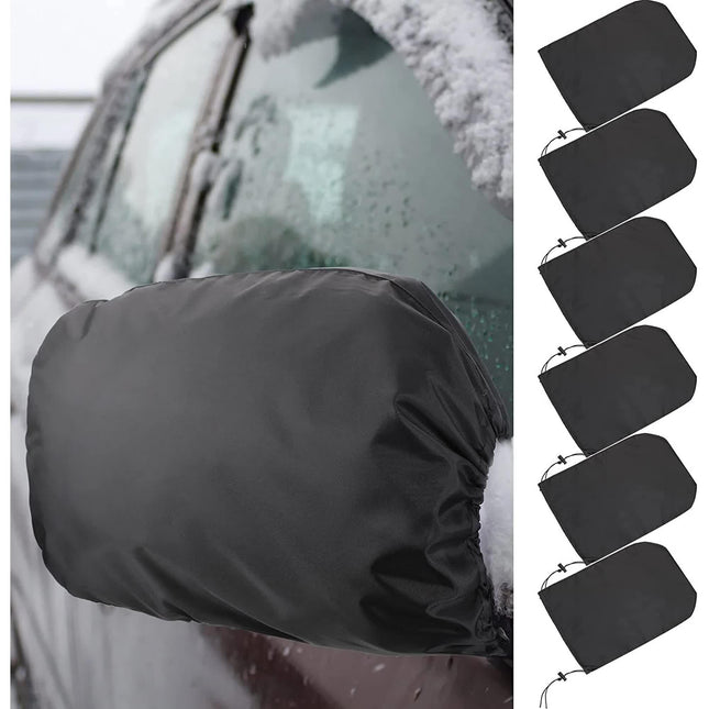 6 Pieces Waterproof Side Mirror Covers Auto Rearview Protection Cover Exterior Rear View Accessories Car Mirror Accessories with Drawstrings for Car Vehicle Winter.