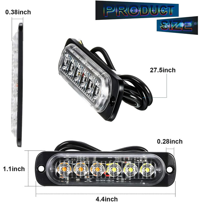 LED Amber Strobe Lights Vehicle Emergency Strobe Lights for Trucks LED Flashing Car Lights Windshield Lights Bars Hazard Shiny Mount Lights with Pads Screws for off Road Car(4 Pieces).