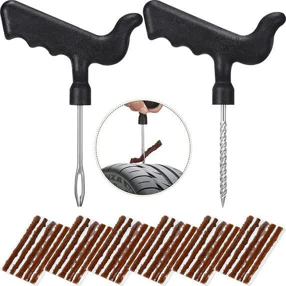 32 Pieces Tire Repair Kit with Plug Tire Plug Kit Tire Plug Repair Kit T Handle Tire Repair Tools to Fix Punctures and Plug Flats for Truck, Rv, SUV, ATV, Motorcycle, Car, Tractor, Trailer.