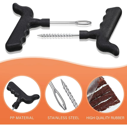 32 Pieces Tire Repair Kit with Plug Tire Plug Kit Tire Plug Repair Kit T Handle Tire Repair Tools to Fix Punctures and Plug Flats for Truck, Rv, SUV, ATV, Motorcycle, Car, Tractor, Trailer.