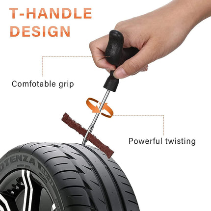 32 Pieces Tire Repair Kit with Plug Tire Plug Kit Tire Plug Repair Kit T Handle Tire Repair Tools to Fix Punctures and Plug Flats for Truck, Rv, SUV, ATV, Motorcycle, Car, Tractor, Trailer.