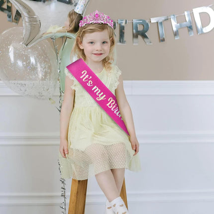 Hot Pink Birthday Headband & Crown - Happy Birthday Princess Tiara for Women & Girls - Party Decorations.