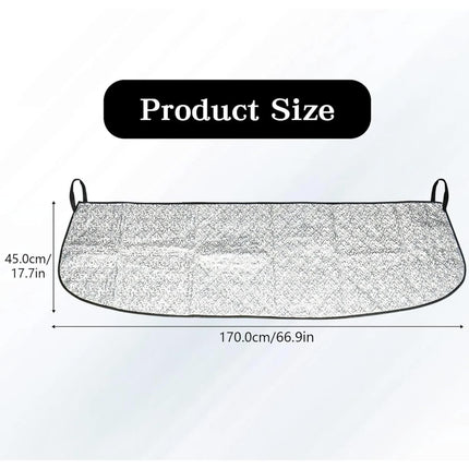 Car Front Windshield Cover Shade, 66.9"×17.7" Windshield Snow Cover for Fallen Leaf Dust and Snow, Universal Windshield Protector for All Seasons(Silver).