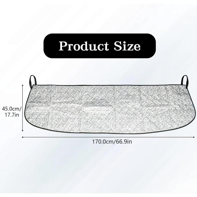 Car Front Windshield Cover Shade, 66.9"×17.7" Windshield Snow Cover for Fallen Leaf Dust and Snow, Universal Windshield Protector for All Seasons(Silver).