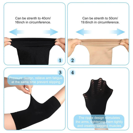 4 Pairs Slimming Arm Shaper and Thigh Slimmers Set, Elastic Compression Arm Shapers Upper Arm Sleeve Slimming Thigh Sleeves Thigh Wraps Slim for Women.