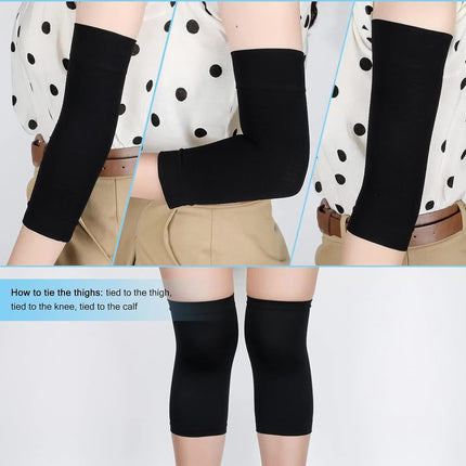 4 Pairs Slimming Arm Shaper and Thigh Slimmers Set, Elastic Compression Arm Shapers Upper Arm Sleeve Slimming Thigh Sleeves Thigh Wraps Slim for Women.