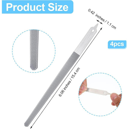 4 Pcs Diamond Deb Nail File Metal Nail File with Sharp Pointed Tip, Stainless Steel Nail Filer Metal Nail Files for Natural Nails Double Sided Manicure Pedicure Toenails Tools for Salon Home (Small).