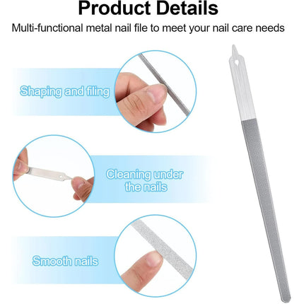 4 Pcs Diamond Deb Nail File Metal Nail File with Sharp Pointed Tip, Stainless Steel Nail Filer Metal Nail Files for Natural Nails Double Sided Manicure Pedicure Toenails Tools for Salon Home (Small).