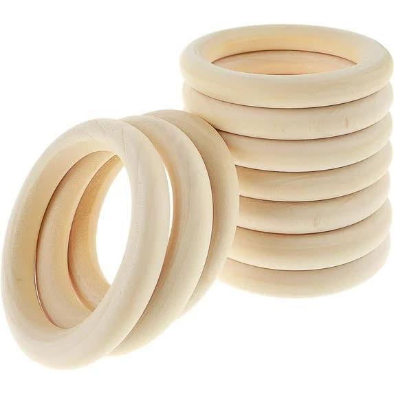 10 Pcs Unfinished Natural Wooden Rings for Crafts 70mm/3 Inch Wooden Rings Macrame Wooden Rings Without Paint for Crafts DIY Pendant Connectors Jewelry Making Macrame Supplies.