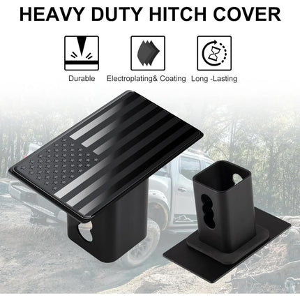 Tow Hitch Cover, Heavy American Flag Metal Trailer Hitch Cover for 2 Inch Receivers, Ideal for Truck Accessories with 5/8-Inch Pin Diameter Trailer Hitch Lock.