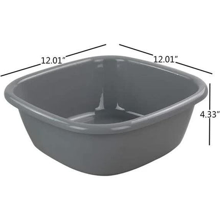 Idotry 4-Pack Baby Small Wash Basin, Gray Plastic Square Dish Pan, 8 Quart.