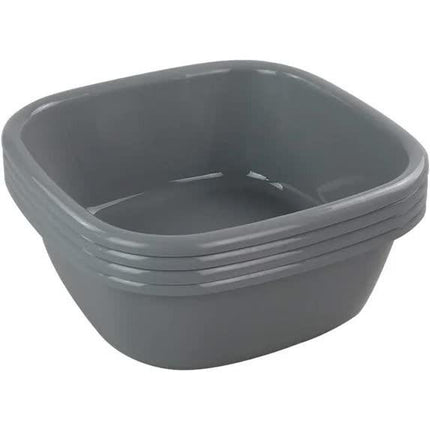 Idotry 4-Pack Baby Small Wash Basin, Gray Plastic Square Dish Pan, 8 Quart.