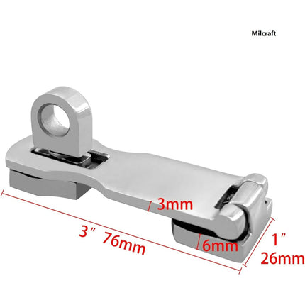 Marine Grade Stainless Steel Heavy Duty Door Hasp with Turning Padlock Eye Mount.