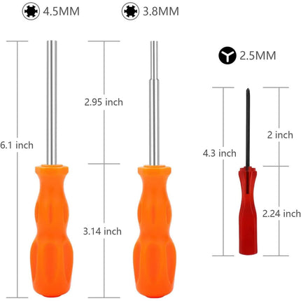 3 Pack Gamebit Security Screwdriver, 3.8mm and 4.5mm Security Screwdriver and 2.5mm Triwing Screwdriver for Super Nintendo, SNES, NES, N64 and GameBoy.
