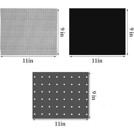 Reusable Liners for Toaster Oven Air Fryer 9 x 11 Accessories Compatible with Breville, Black & Decker, Cuisinart, Emeril Lagasse + More, Perforated Non-Stick Mats for Baking,Cooking,Oven Rack.