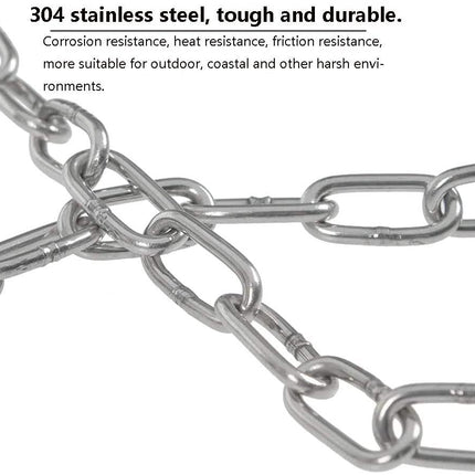 SUS304 Stainless Steel Chain Metal Chain Link Chain Small Light Duty Chain Utility Chain for Home Outdoor Camping Hanging Pet Chain Prevention Theft -Thickness 0.08 inches (2mm)- Length 9.8ft (3m).