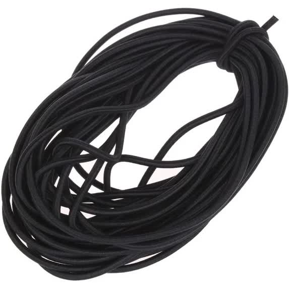 1/8-Inch (3mm) Black Heavy Stretch Round String Elastic Cord (Cut of 10 Yards).
