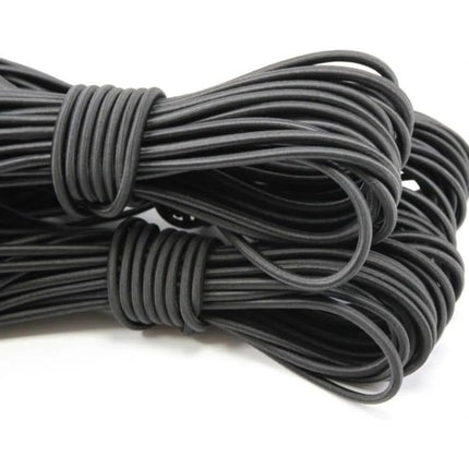 1/8-Inch (3mm) Black Heavy Stretch Round String Elastic Cord (Cut of 10 Yards).