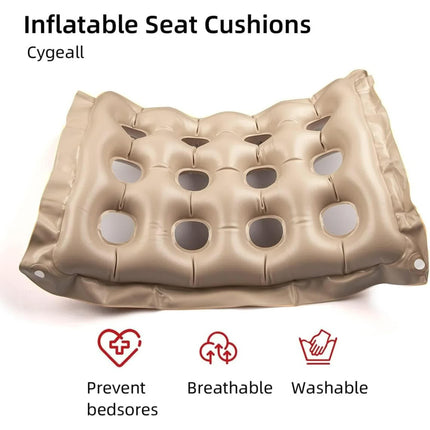 Inflatable Seat Cushions for Pressure Relief, Wheelchair Air Cushion for Bed Sore, Comfortable Waffle Pads，Cream 17x17inch.