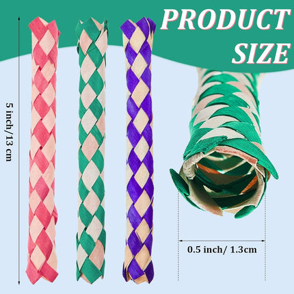 24 Pieces Chinese Finger Trap Bamboo Finger Traps PET Bird Chew Toy Birds Foraging Chopper Toy for Kids Birthday Party Favors Piñata Fillers Goodie Bag Stuffers.