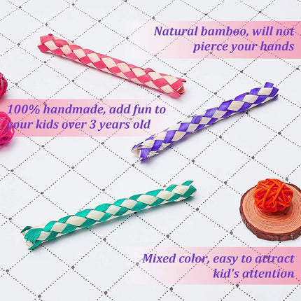 24 Pieces Chinese Finger Trap Bamboo Finger Traps PET Bird Chew Toy Birds Foraging Chopper Toy for Kids Birthday Party Favors Piñata Fillers Goodie Bag Stuffers.