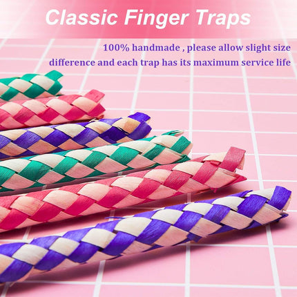 24 Pieces Chinese Finger Trap Bamboo Finger Traps PET Bird Chew Toy Birds Foraging Chopper Toy for Kids Birthday Party Favors Piñata Fillers Goodie Bag Stuffers.