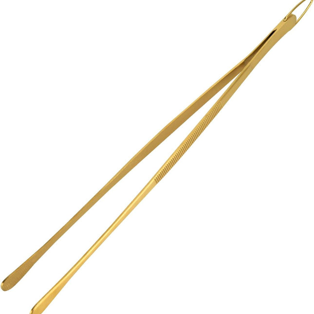 Kitchen Tweezer Tongs, 12 Inches Stainless Steel Heavy Duty Long Fine Chef Metal Skinny Cooking Tweezers for Serving Food, Gold.