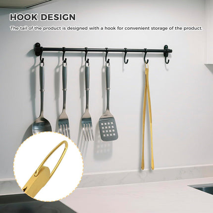 Kitchen Tweezer Tongs, 12 Inches Stainless Steel Heavy Duty Long Fine Chef Metal Skinny Cooking Tweezers for Serving Food, Gold.