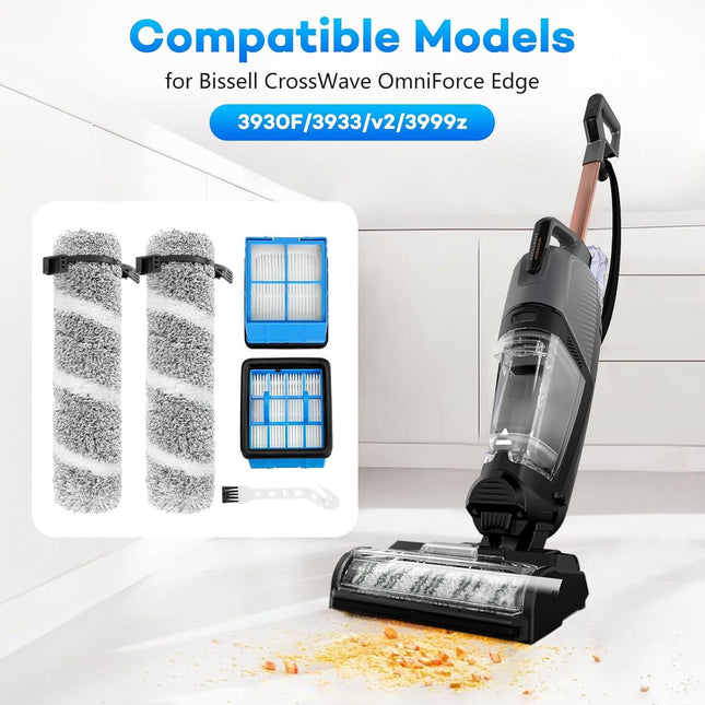 Replacement Roller Brush Filter for Bissell Crosswave OmniForce EDGE 3930F/3933/v2/3999z Multi-Surface Hard Floor Cleaner Wet Dry Vacuum, Brush Roller Replacement Parts.