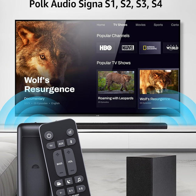 Universal Soundbar Remote Control Replacement for Polk Audio Signa S1, S2, S3, S4 Ultra-Slim Sound Bar, RE6214-1 RE62141.