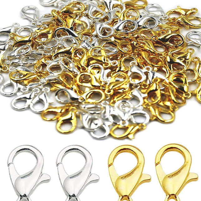 50 Pieces Stainless Steel Lobster Claw Clasps, Silver & Gold Bracelet Necklace Clasps Findings for DIY Jewelry Making(21x12mm).