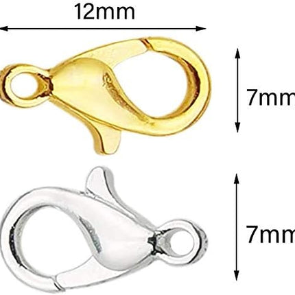 50 Pieces Stainless Steel Lobster Claw Clasps, Silver & Gold Bracelet Necklace Clasps Findings for DIY Jewelry Making(21x12mm).