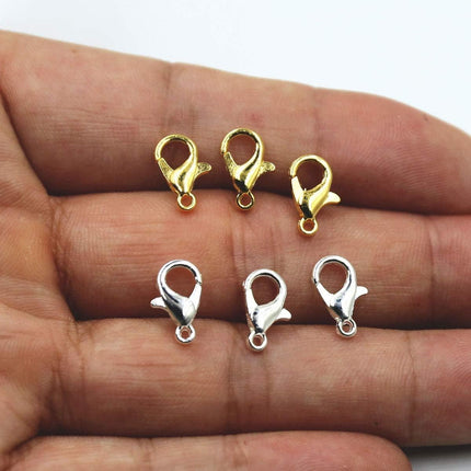 50 Pieces Stainless Steel Lobster Claw Clasps, Silver & Gold Bracelet Necklace Clasps Findings for DIY Jewelry Making(21x12mm).