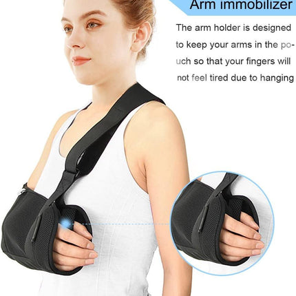 Arm Sling Shoulder immobilizer for Shoulder Injury with Back Belt Men & Women Shoulder Immobilizer Left and Right Arm Lightweight Rotator Cuff Arm Support for Elbow Wrist Injury -(Size L).