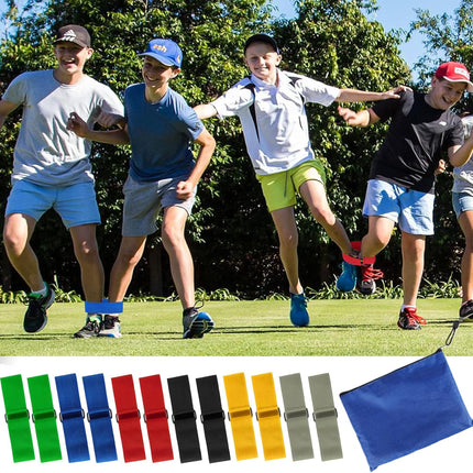 12 Pcs 3 Legged Race Bands Firm Elastic Tie Kids Outdoor Games Teamwork Birthday Party Game for Adults & family Field Day Carnival Theme Outside Yard Games.