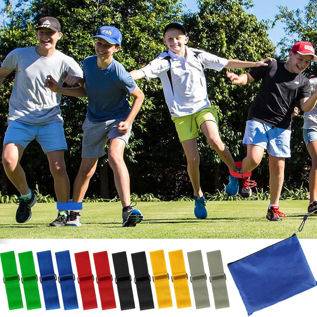 12 Pcs 3 Legged Race Bands Firm Elastic Tie Kids Outdoor Games Teamwork Birthday Party Game for Adults & family Field Day Carnival Theme Outside Yard Games.