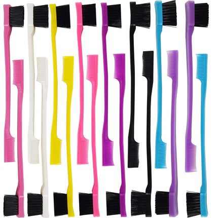 24PCS Hair Edge Brush, Double Sided Edge Control Hair Comb Eyebrow Brush Smooth Comb Grooming (8Colors).