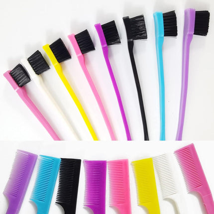 24PCS Hair Edge Brush, Double Sided Edge Control Hair Comb Eyebrow Brush Smooth Comb Grooming (8Colors).
